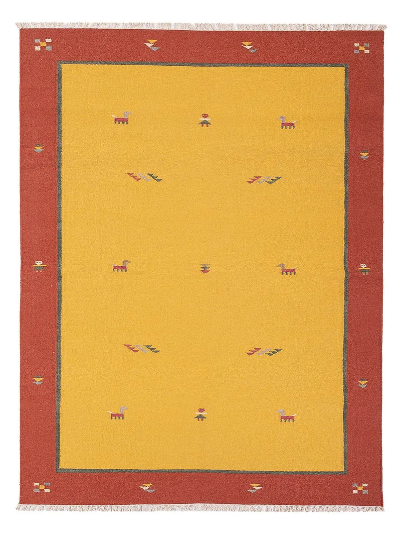 Kelim Modern Teppich 170x240cm - senfgelb