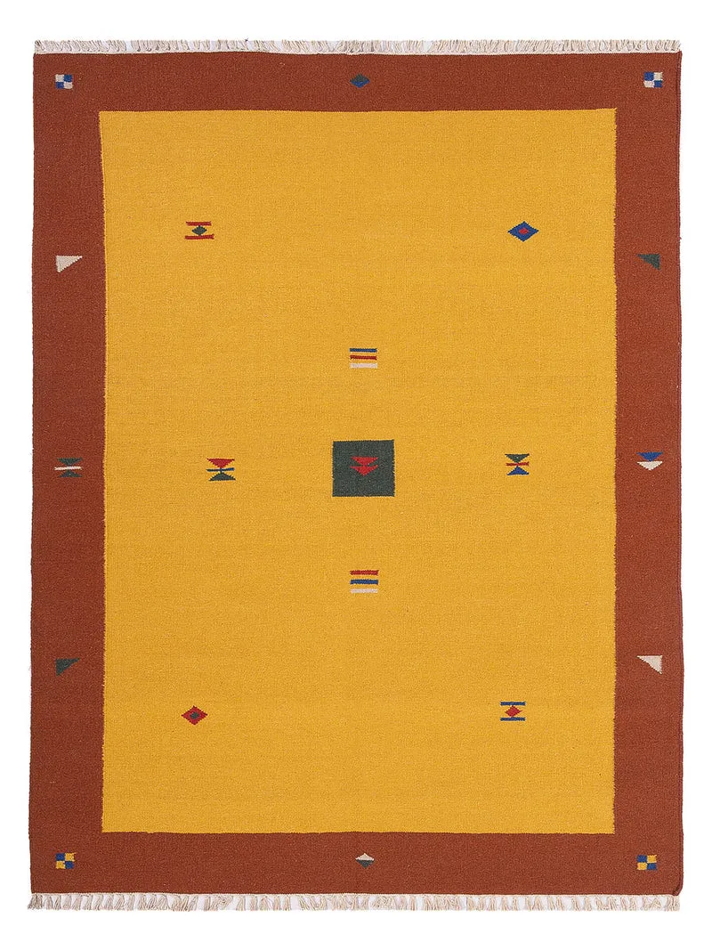 Kelim Modern Teppich 170x240cm - senfgelb