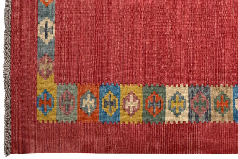 Kelim Gashgai · Handgewebt – Rot, 201x160 cm