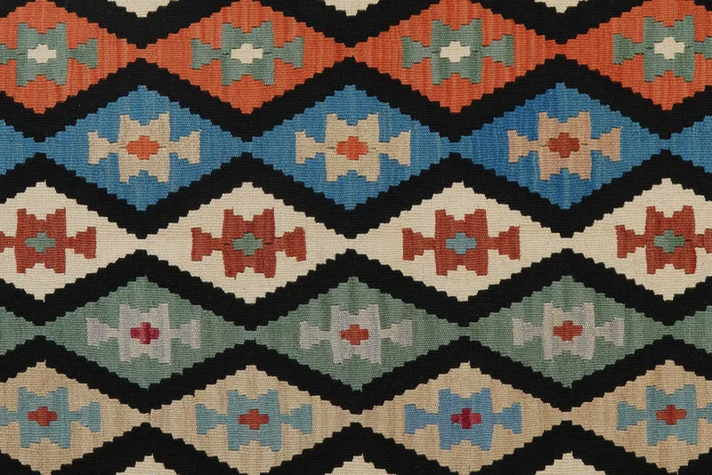Kelim Gashgai · Handgewebt – Schwarz, 200x157 cm