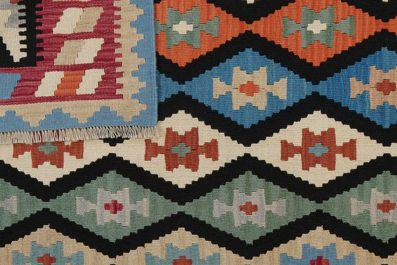 Kelim Gashgai · Handgewebt – Schwarz, 200x157 cm