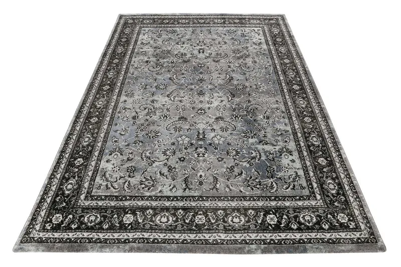 Teppich Grau Schwarz Blau Kurzflor "Oxford" WECONhome