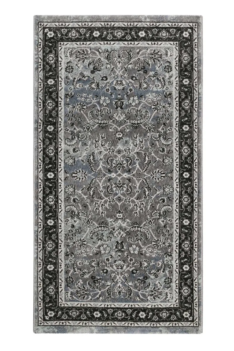 Teppich Grau Schwarz Blau Kurzflor "Oxford" WECONhome