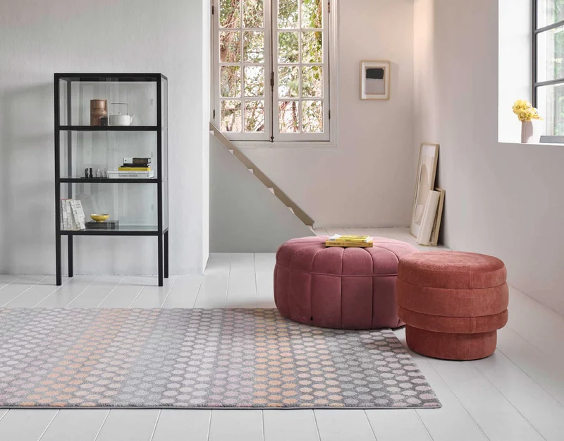 Esprit Teppich Taupe Gelb Rosa Kurzflor "Spotted Stripe"