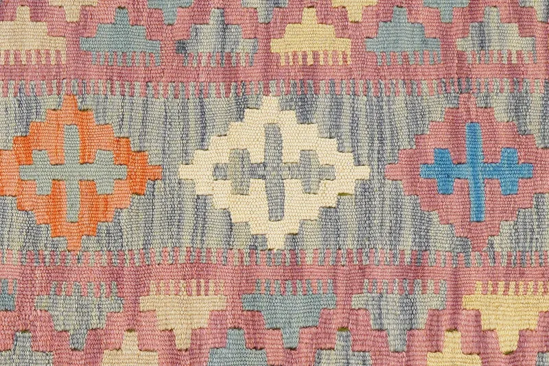 Kelim Gashgai · Handgewebt – Grau, 220x63 cm