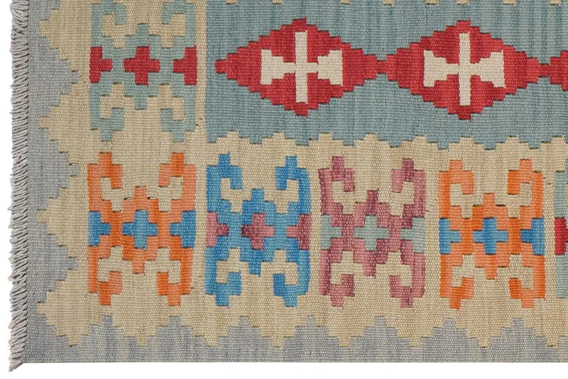 Kelim Gashgai · Handgewebt – Blau, 263x84 cm