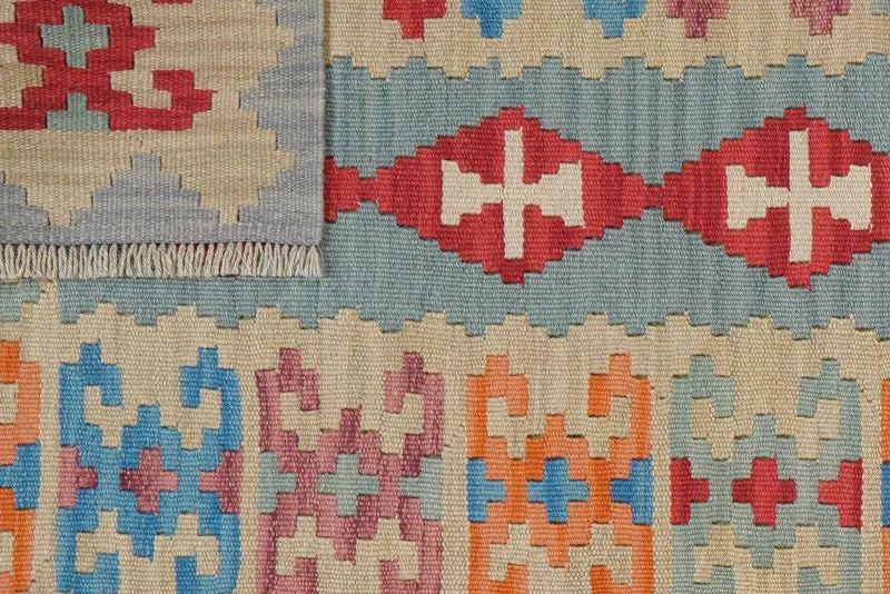 Kelim Gashgai · Handgewebt – Blau, 263x84 cm