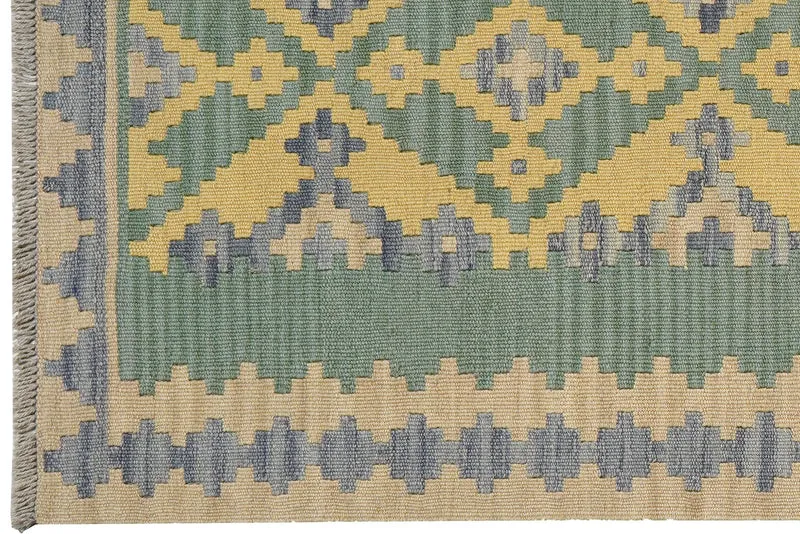 Kelim Gashgai · Handgewebt – Grün, 252x90 cm