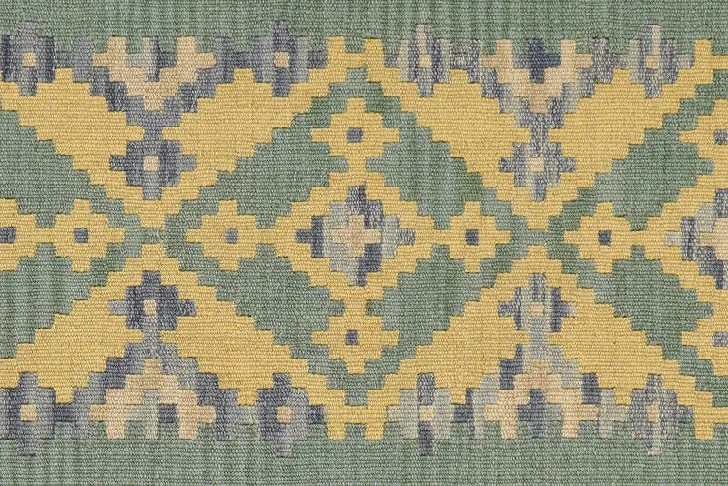 Kelim Gashgai · Handgewebt – Grün, 252x90 cm