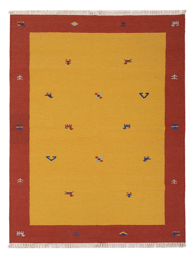 Kelim Modern Teppich 170x240cm - senfgelb