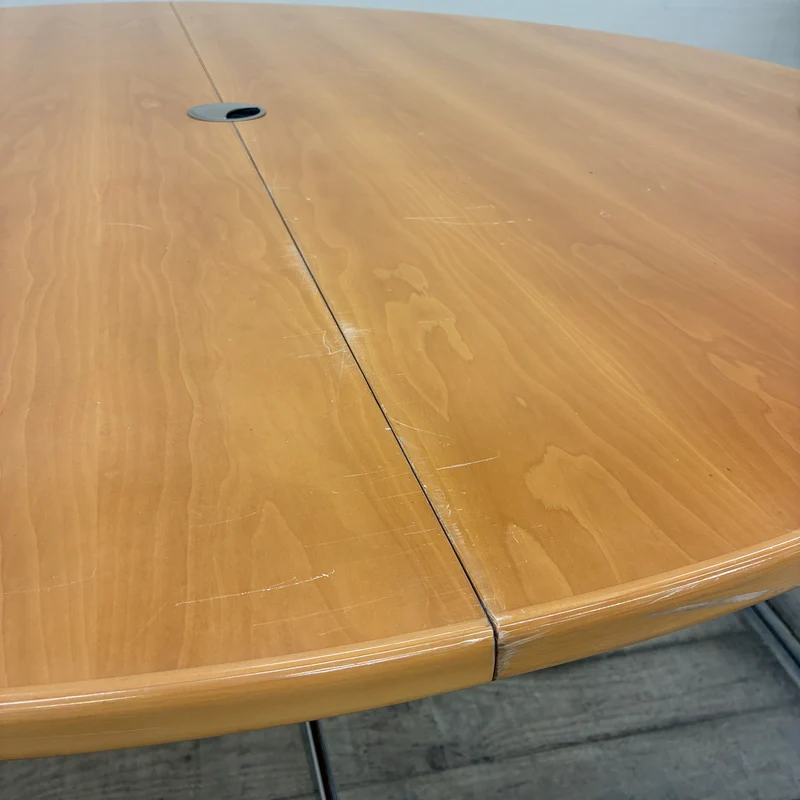 Vitra Segmented Table Konferenztisch Rund Kabeldurchlass 183cm Holz Chrom Tisch Gebraucht