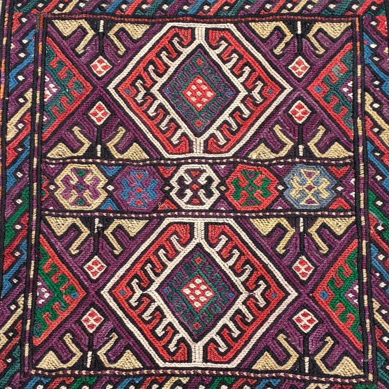 Orient Kelim 37x50cm Wandbehang Nomadentasche Satteltasche Bestickt Teppich Gebraucht