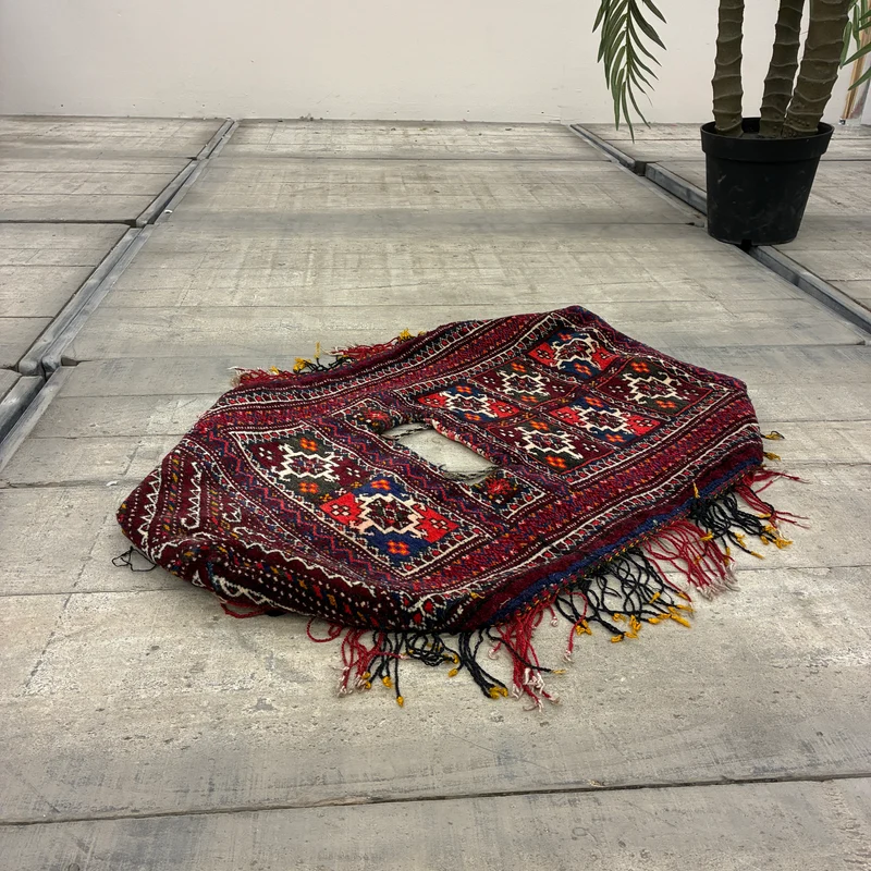 Orient Kelim 50x72cm Wandbehang Nomadentasche Satteltasche Quasten Teppich Gebraucht