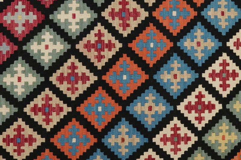 Kelim Gashgai · Handgewebt – Schwarz, 194x157 cm