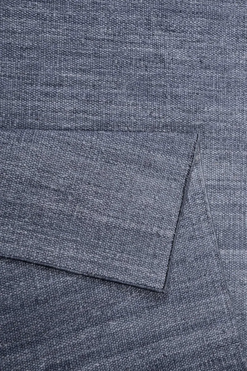 Esprit Kurzflor Teppich Blau Grau aus Baumwolle "Rainbow Kelim"