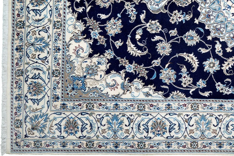 Nain 12La · Handgeknüpft – Blau, 294x196 cm