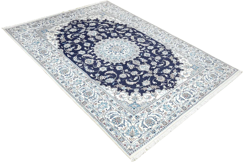 Nain 12La · Handgeknüpft – Blau, 294x196 cm