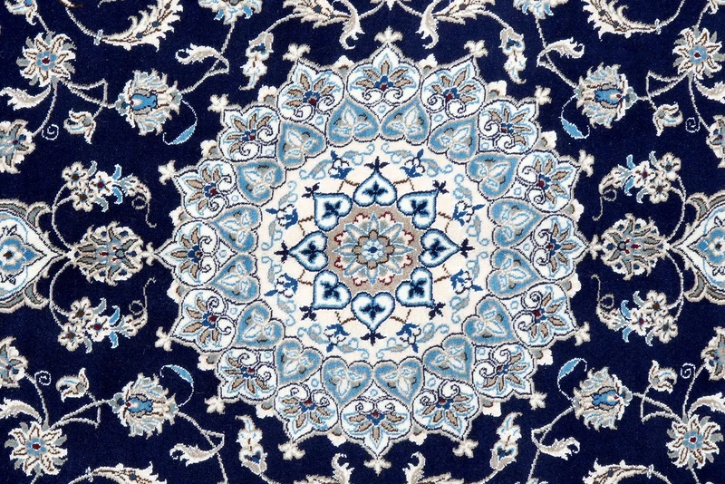 Nain 12La · Handgeknüpft – Blau, 294x196 cm
