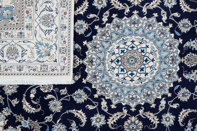 Nain 12La · Handgeknüpft – Blau, 294x196 cm