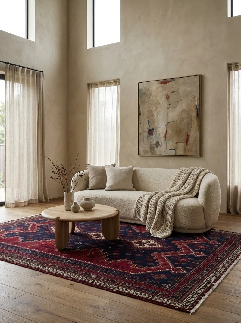 Afshar · Handgeknüpft – Blau, 241x176 cm