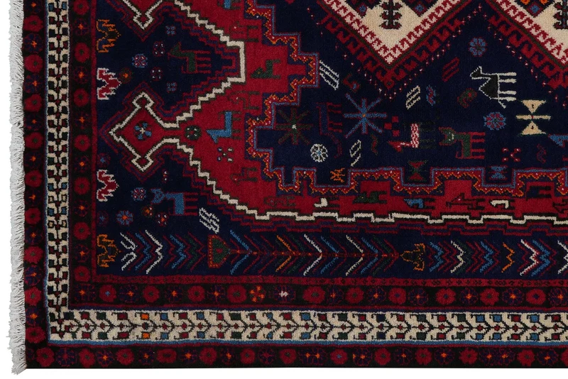 Afshar · Handgeknüpft – Blau, 195x135 cm