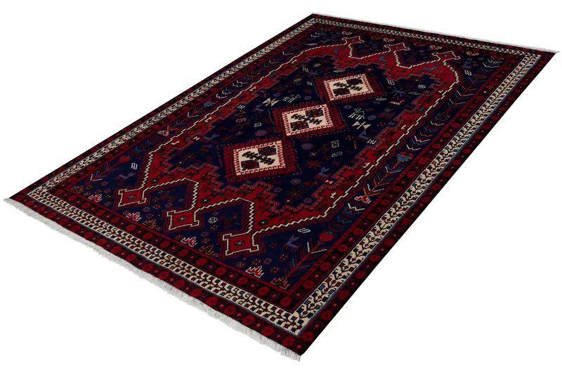 Afshar · Handgeknüpft – Blau, 195x135 cm