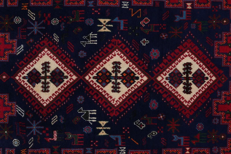 Afshar · Handgeknüpft – Blau, 195x135 cm