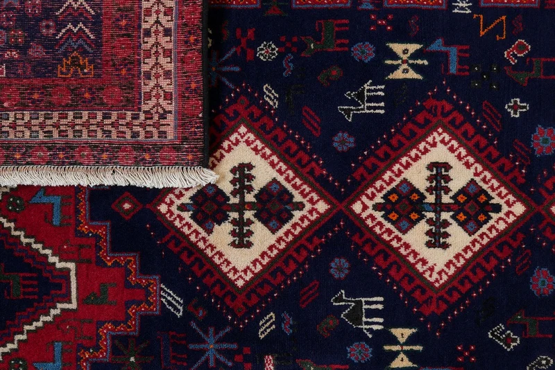 Afshar · Handgeknüpft – Blau, 195x135 cm
