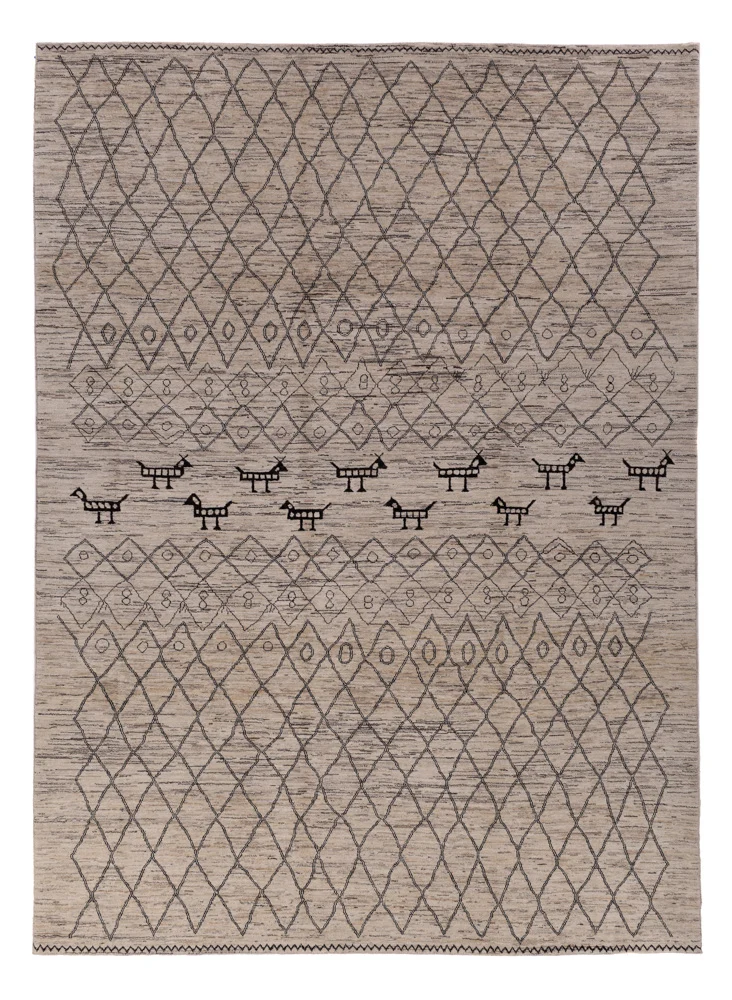 Berber Teppich 250x347cm - Wollteppich - dunkelgrau