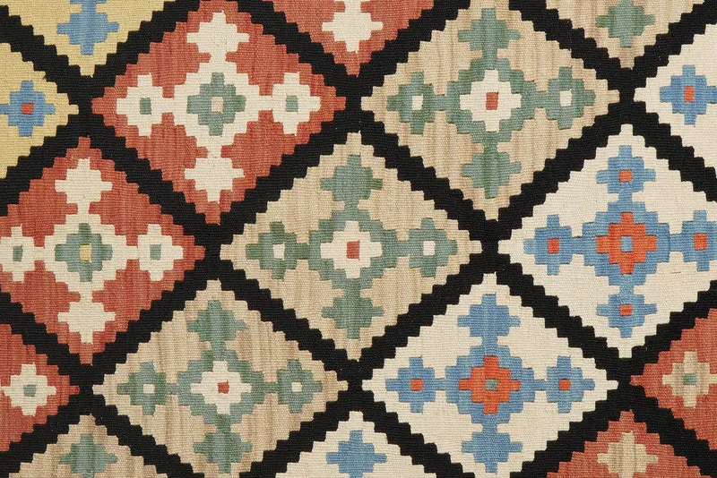 Kelim Gashgai · Handgewebt – Schwarz, 190x152 cm