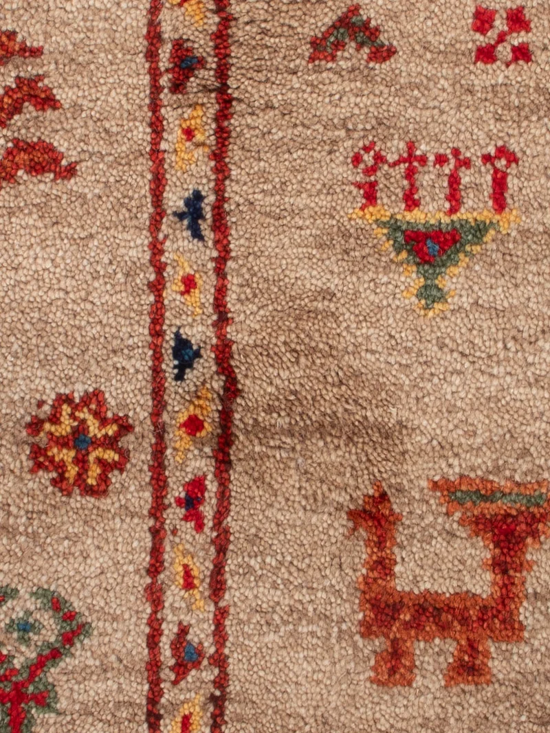 Gabbeh Teppich Indus 60x90cm - Wollteppich - hellbeige