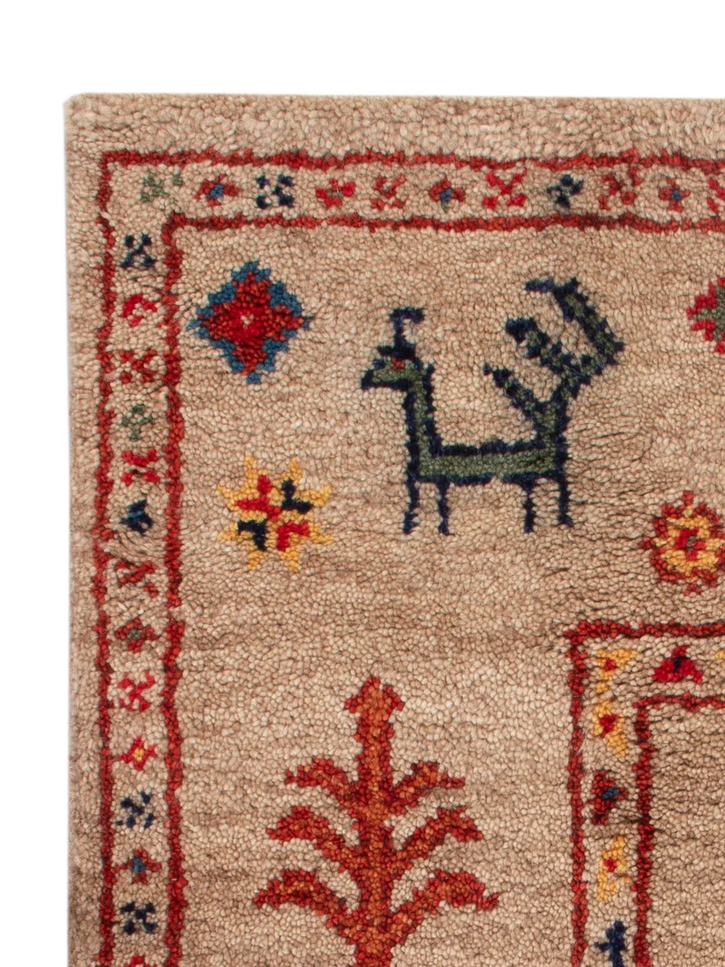 Gabbeh Teppich Indus 60x90cm - Wollteppich - hellbeige