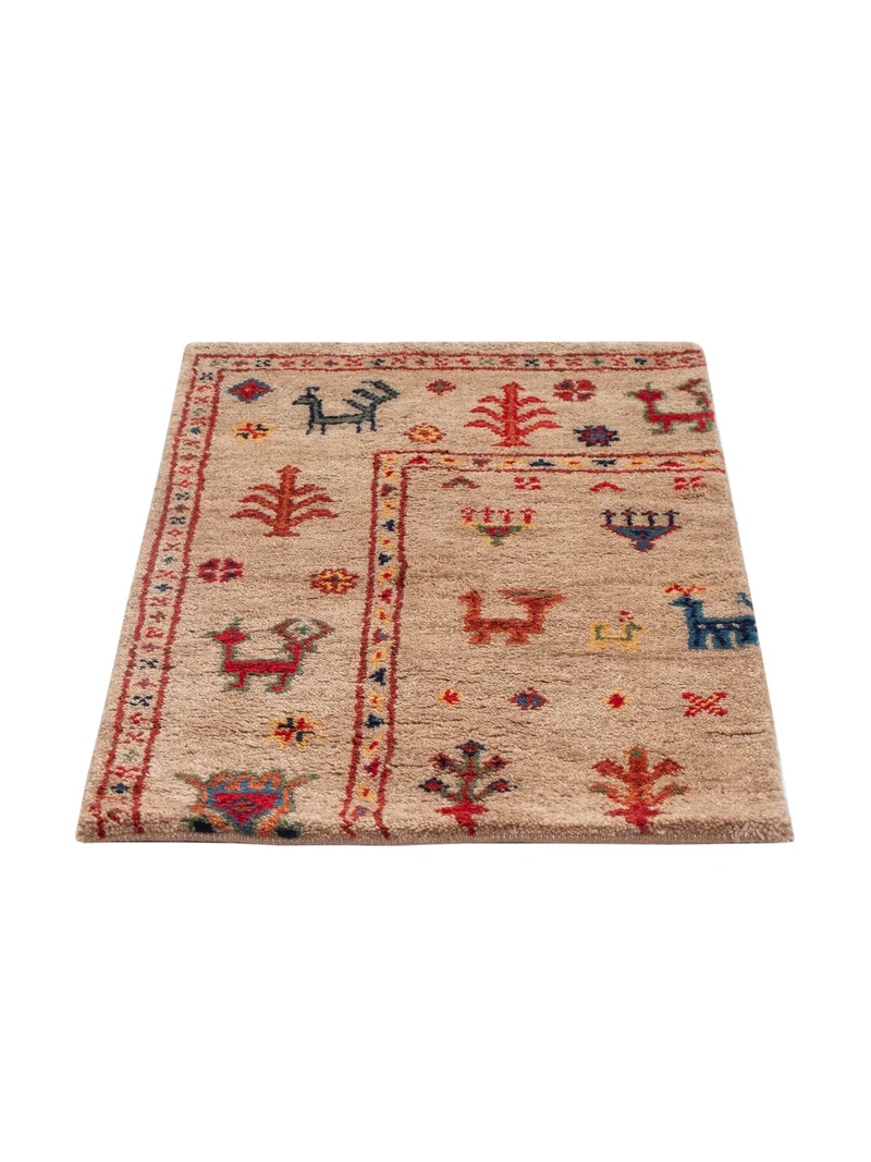Gabbeh Teppich Indus 60x90cm - Wollteppich - hellbeige