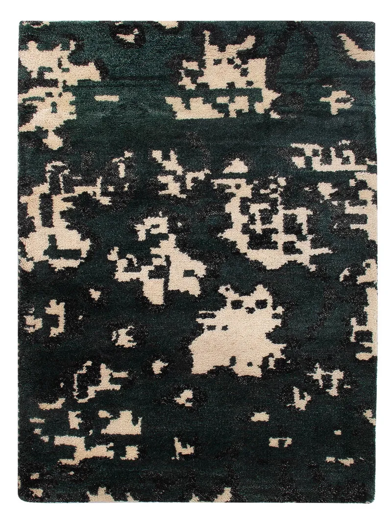 Gabbeh Teppich Indus 60x90cm - Wollteppich - dunkelgrün