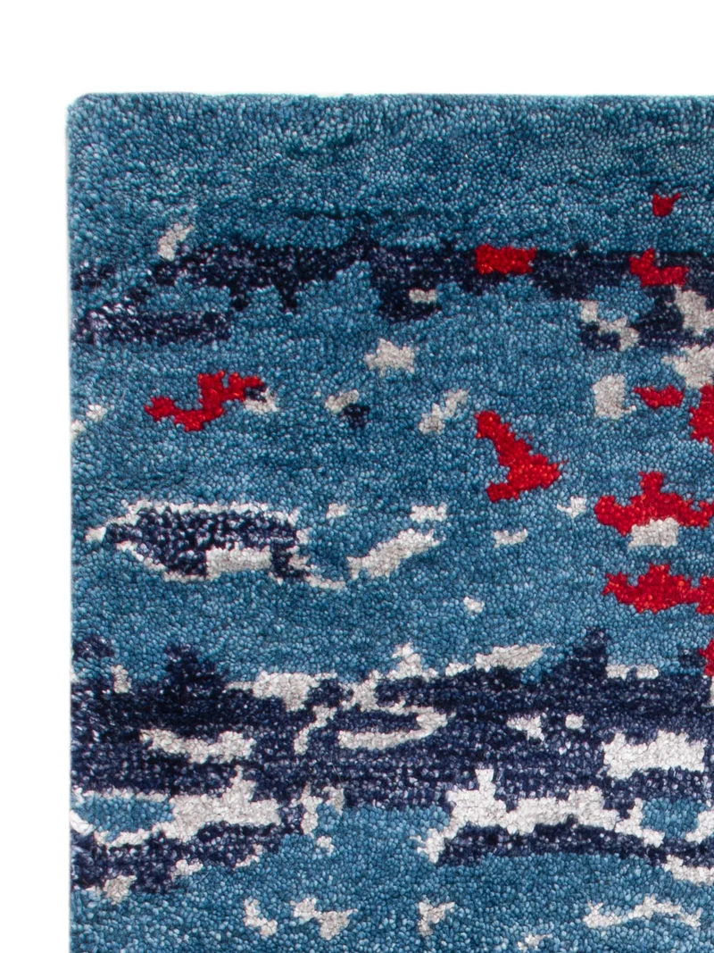 Gabbeh Teppich Indus 60x90cm - Wollteppich - blau
