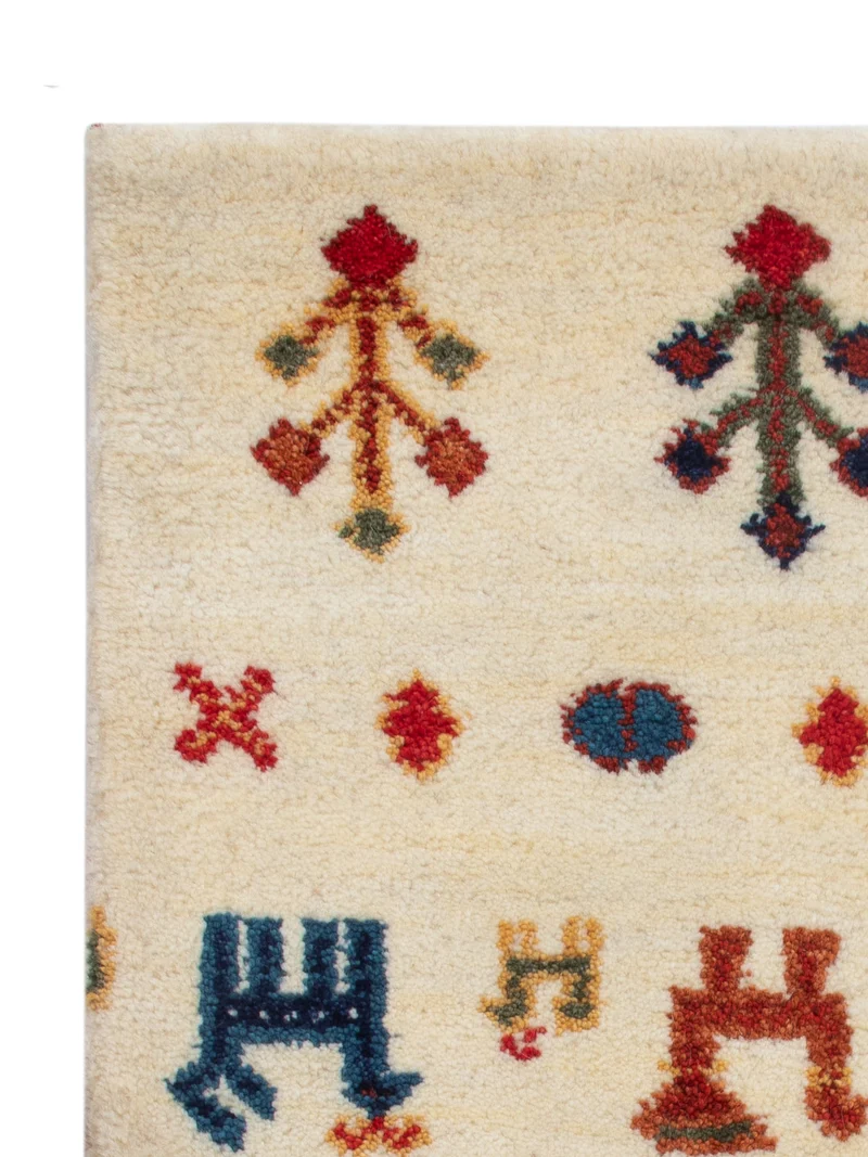 Gabbeh Teppich Indus 60x90cm - Wollteppich - beige