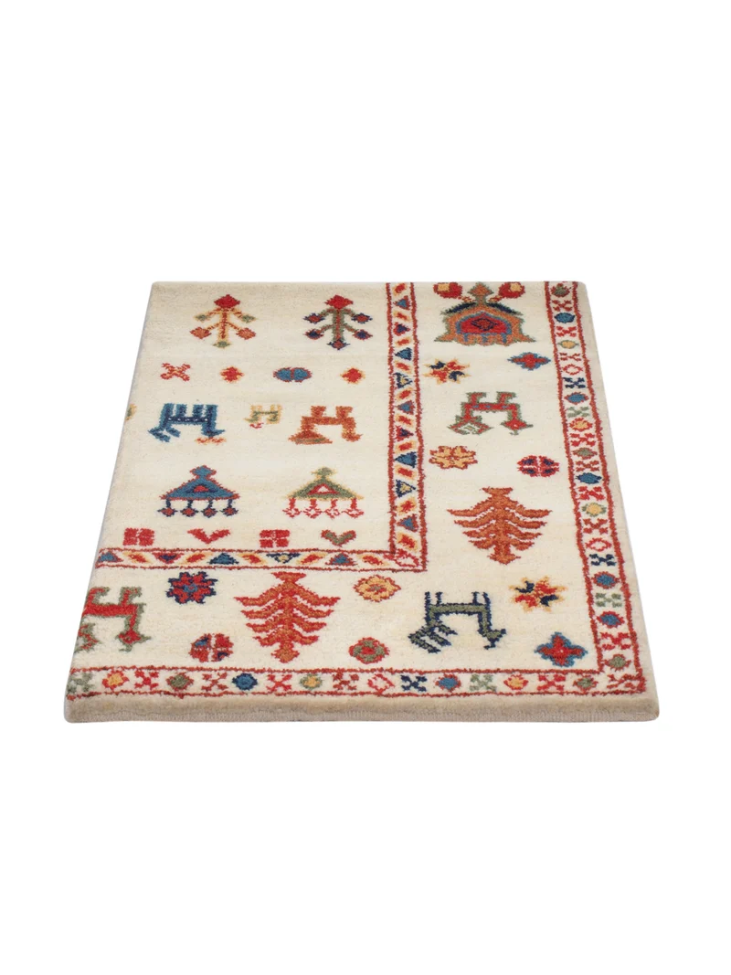 Gabbeh Teppich Indus 60x90cm - Wollteppich - beige
