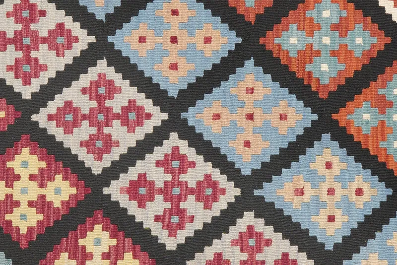 Kelim Gashgai · Handgewebt – Schwarz, 200x162 cm