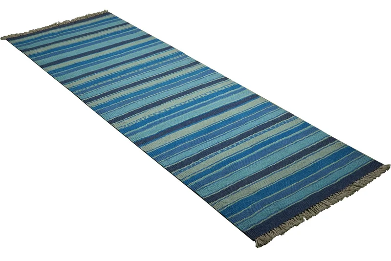 Kelim Gashgai · Handgewebt – Blau, 199x66 cm