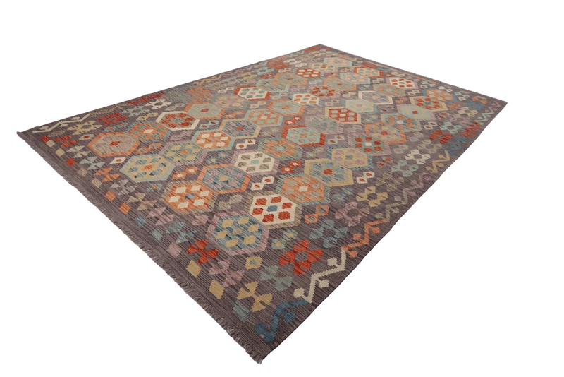 Kelim · Handgewebt – Grau, 296x205 cm