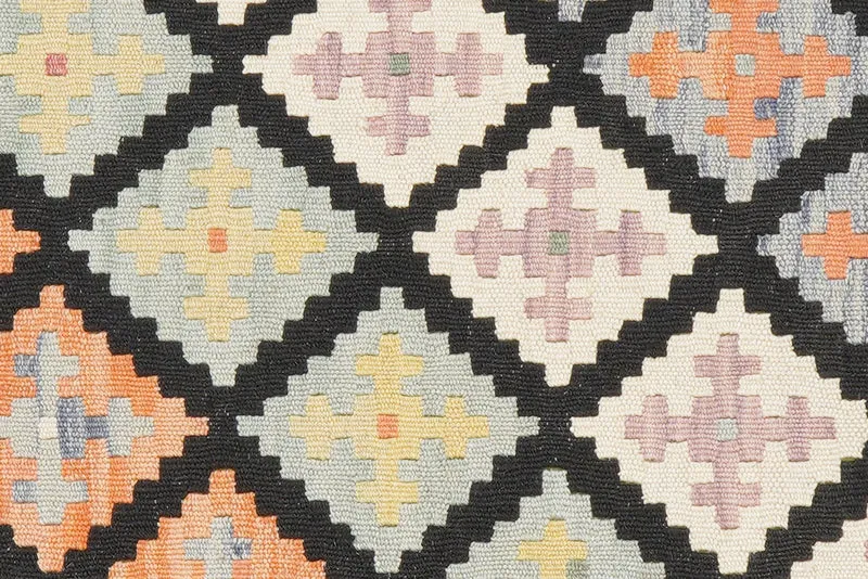 Kelim Gashgai · Handgewebt – Schwarz, 203x87 cm