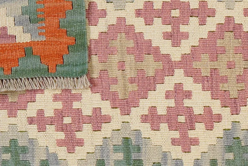 Kelim Gashgai · Handgewebt – Beige, 197x60 cm
