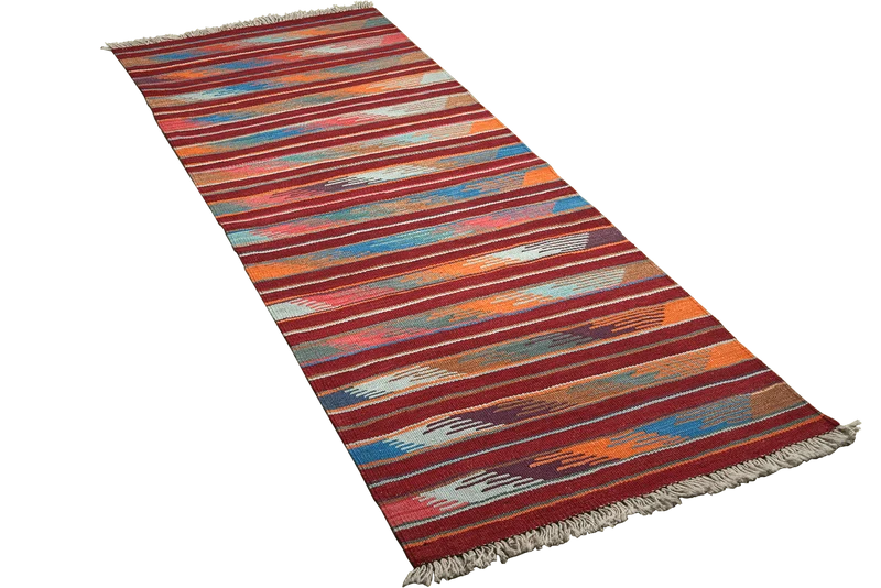 Kelim Gashgai · Handgewebt – Bunt, 197x68 cm