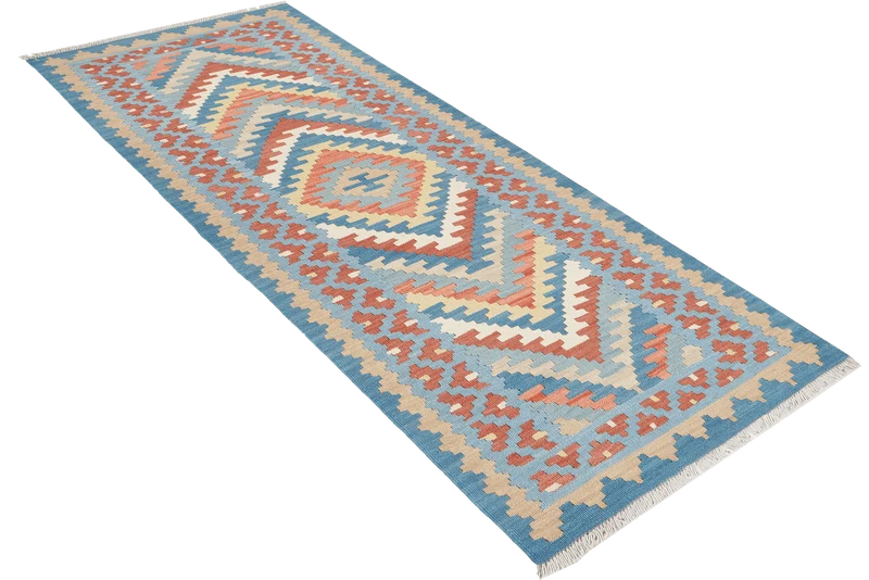 Kelim Gashgai · Handgewebt – Blau, 198x82 cm