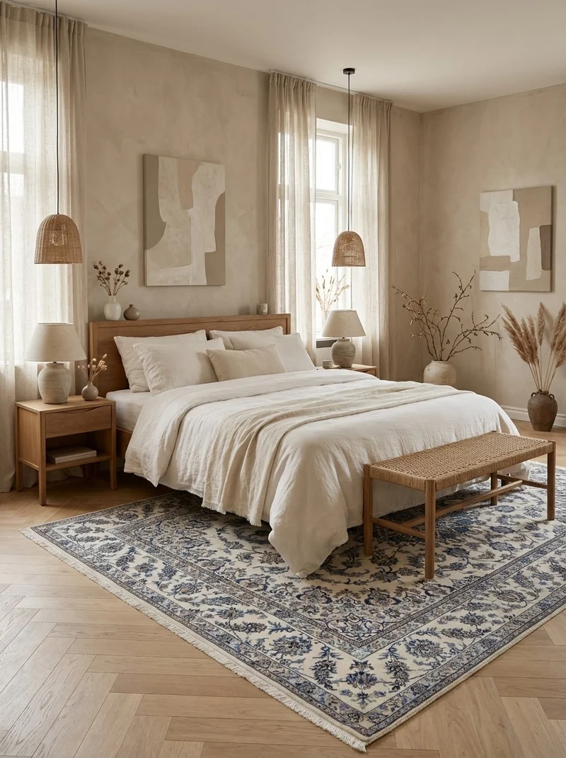 Nain 12La · Handgeknüpft – Beige, 345x245 cm