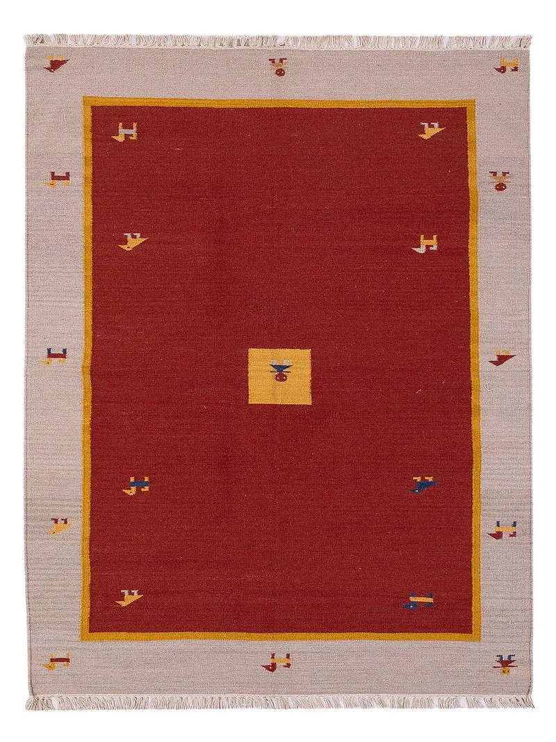 Kelim Modern Teppich 140x200cm - rot