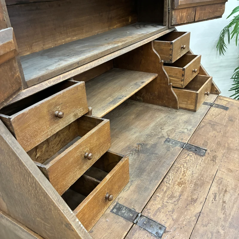 Schrägklappensekretär Antik 18. Jh. Eiche Sekretär Schreibschrank Holz Gebraucht