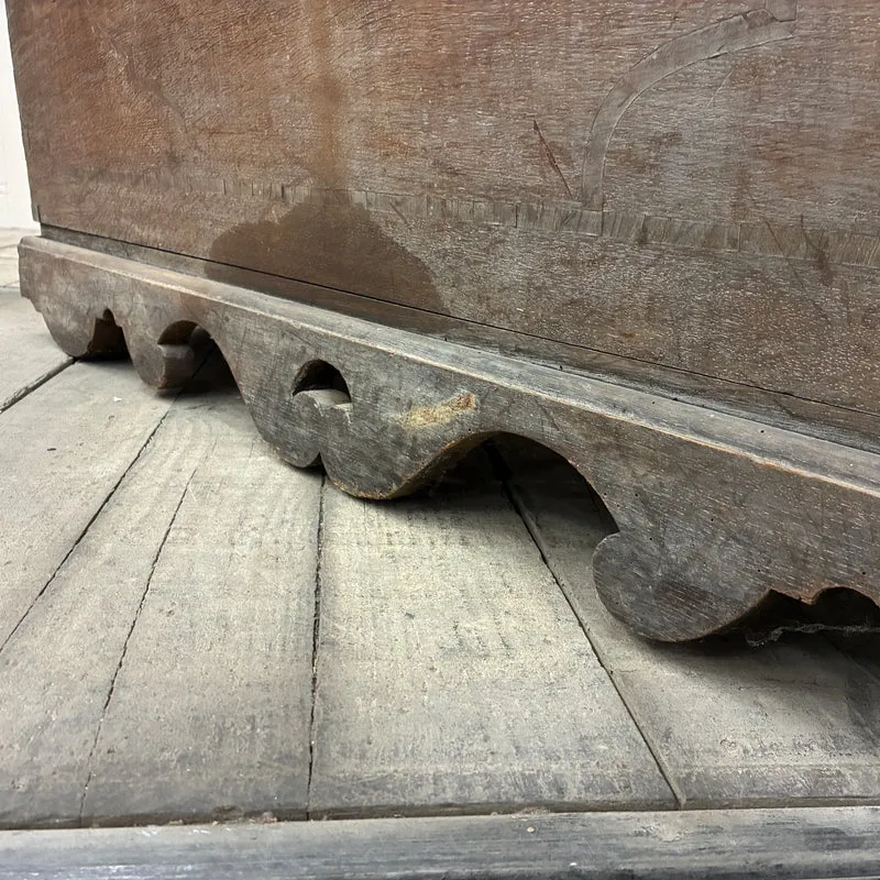 Barocke Runddeckeltruhe Antik Holztruhe 18. Jh. Rustikal Truhe Gebraucht