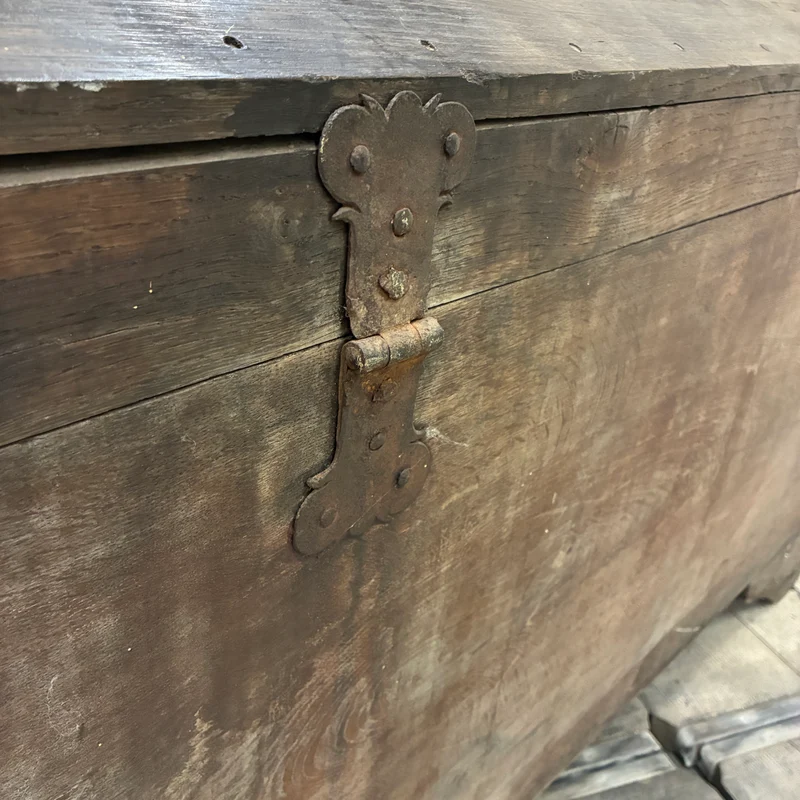 Barocke Runddeckeltruhe Antik Holztruhe 18. Jh. Rustikal Truhe Gebraucht
