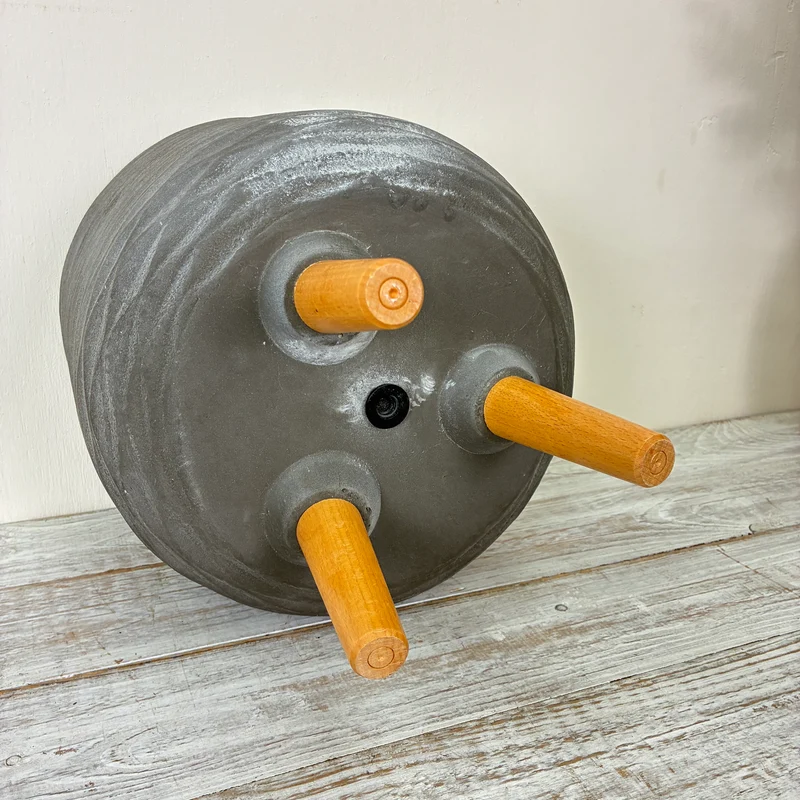 Decoris Blumentopf Groß 38cm Grau Keramik Holz Übertopf Deko